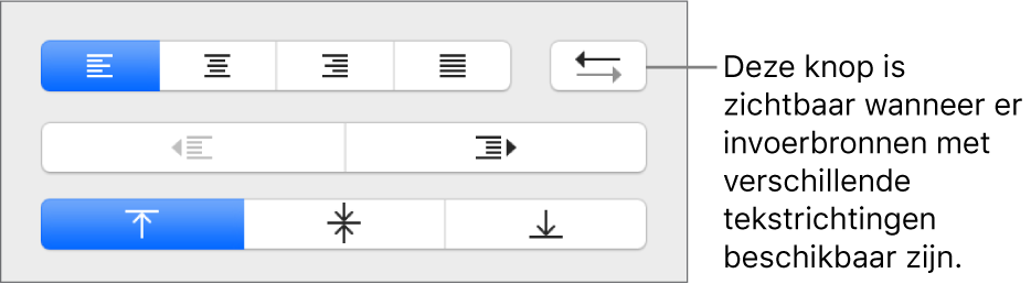 De knop voor de alinearichting in de regelaars voor het uitlijnen van tekst.