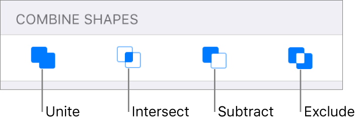 Unite, Intersect, Subtract and Exclude buttons below Combine Shapes.