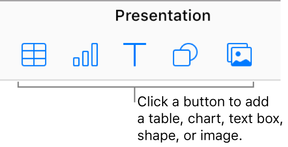 Table, chart, text, shape, and image buttons in the toolbar.