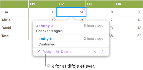 En kommentar med ét svar og knappen OK nederst til højre.