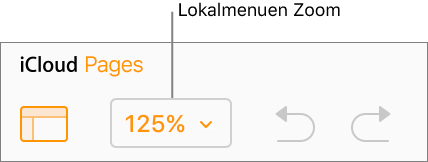 Lokalmenuen Zoom på værktøjslinjen.