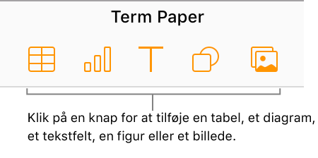 Tabel-, diagram-, figur- og billedknapper på værktøjslinjen.