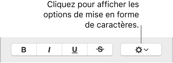 Case à cocher Options avancées située à côté des boutons Gras, Italique et Souligné.