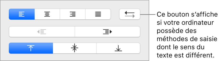 Le bouton Direction du paragraphe dans la section Alignement de la barre latérale Format.