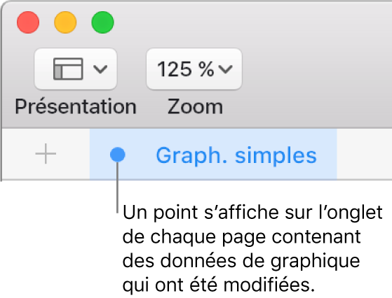 Onglet de feuille avec un point indiquant qu’un tableau de cette feuille a été référencé dans le graphique dont vous modifiez actuellement les données.