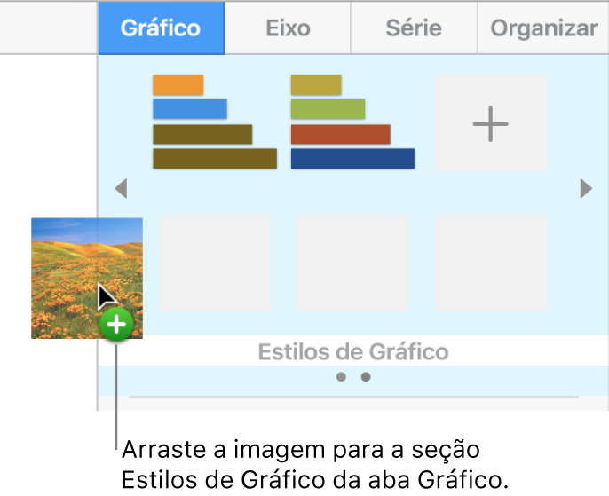 Arrastando uma imagem para a seção estilos de gráfico na barra lateral para criar um novo estilo.