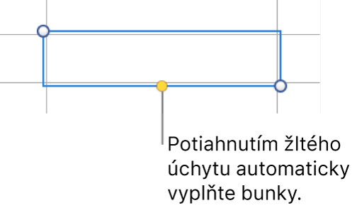 Vybratá bunka so žltým úchytom, ktorého potiahnutím môžete automaticky vypĺňať bunky.