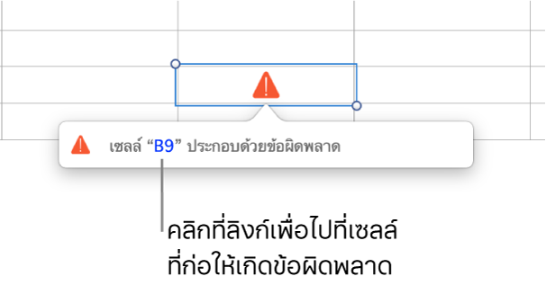 ลิงก์ที่ไปยังข้อผิดพลาดเซลล์