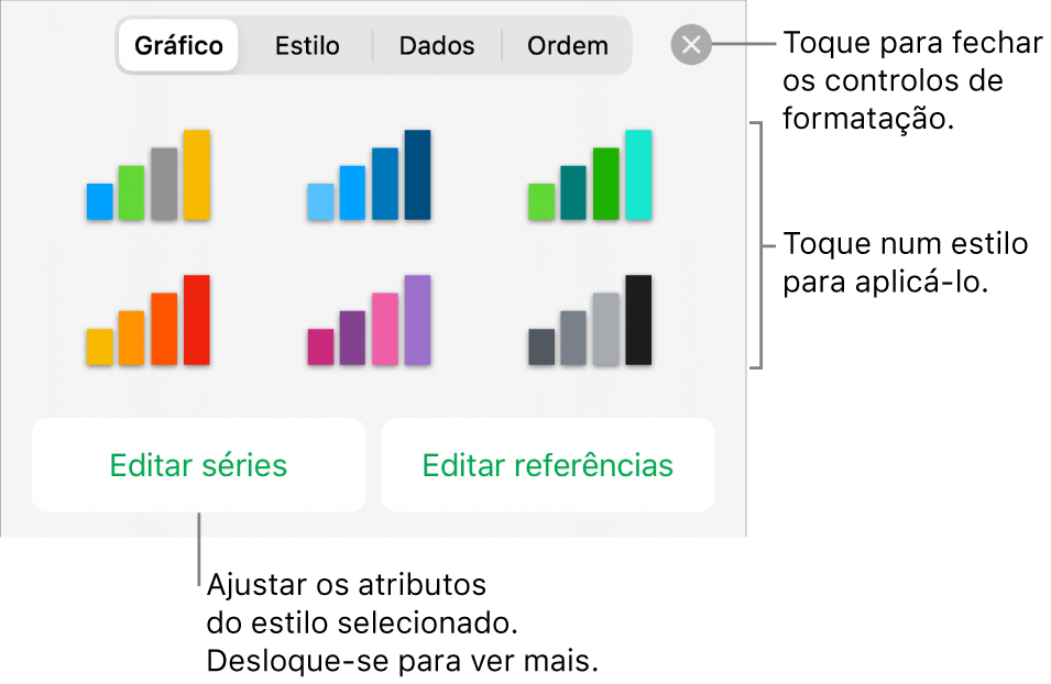 Separador Gráficos do botão de formatação.