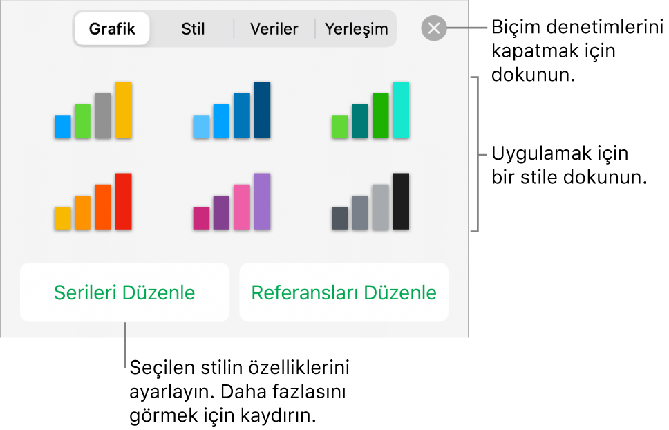 Biçim düğmesinin Grafik sekmesi.