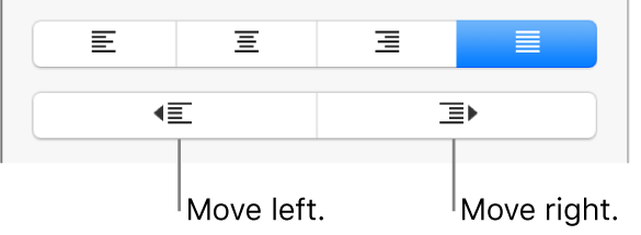 Buttons to move paragraphs left and right.