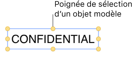 Un objet avec des poignées de sélection.