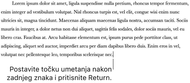 Točka umetanja nalazi se nakon točke u zadnjoj rečenici paragrafa.