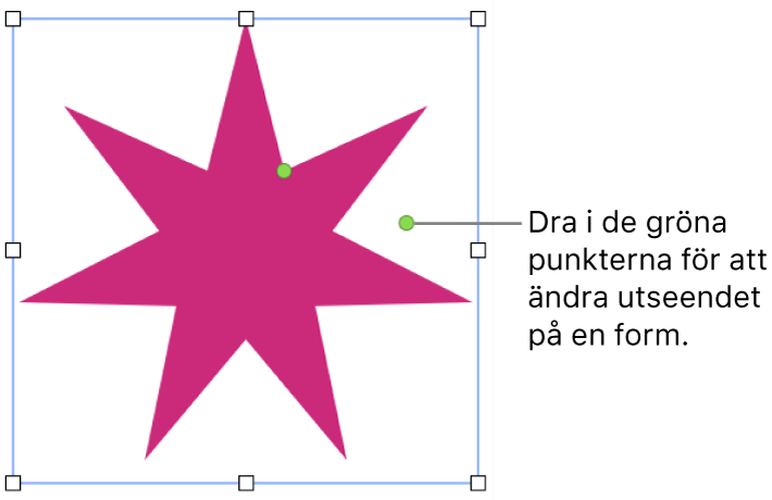 En form med markeringshandtag.