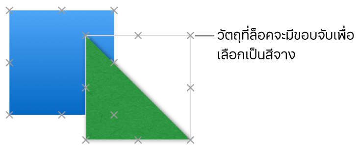 วัตถุที่ล็อคไว้ที่มีขอบจับเพื่อเลือกที่ถูกทำให้จางลง