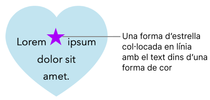 Una forma d’estrella integrada al text a l’interior d’una forma de cor.