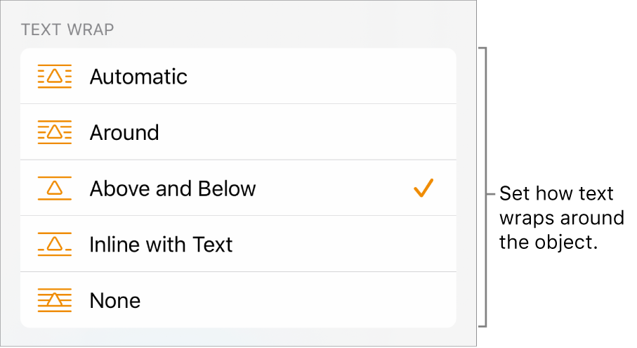 The Test Wrap controls with settings for Automatic, Around, Above and Below, Inline with Text, and None.