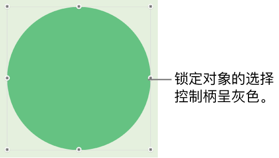 包含灰色选择控制柄的锁定对象。