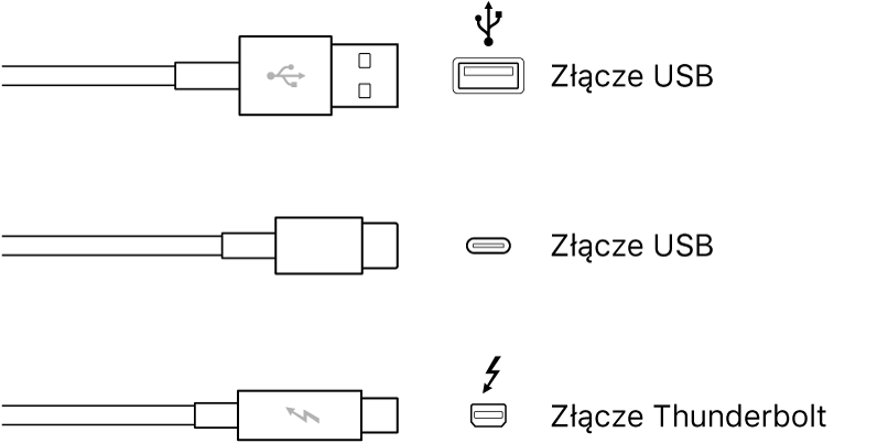 Ilustracja złączy USB oraz FireWire.