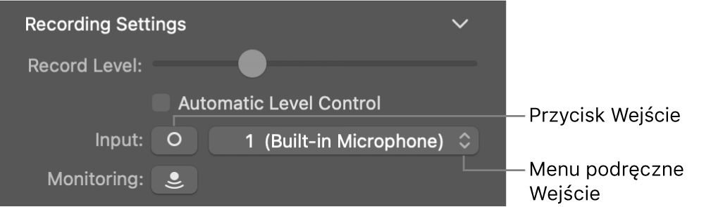 Przycisk Wejście oraz menu podręczne w inspektorze narzędzi Smart Controls.