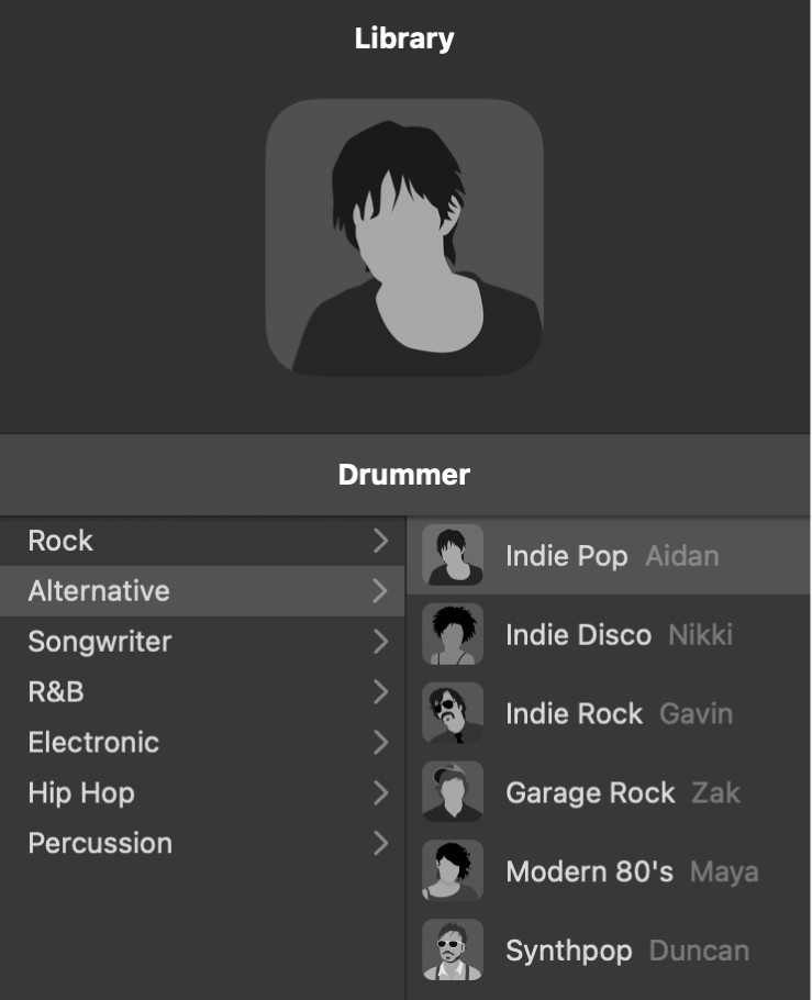 Panel opisu perkusisty w edytorze typu Drummer.