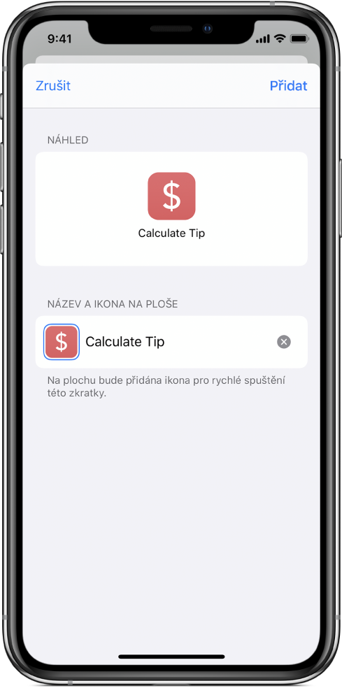 Tlačítko Přidat na plochu zobrazené v Safari