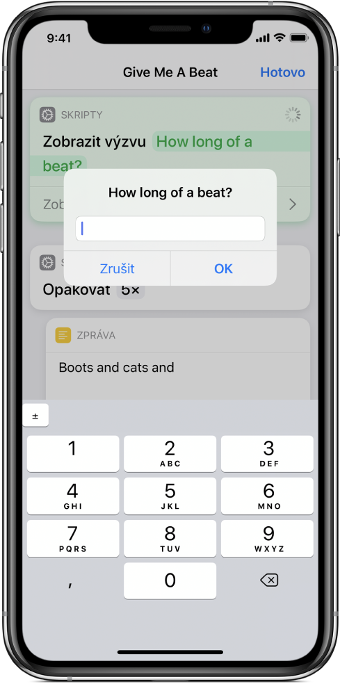 Dialogové okno vyzývající uživatele k zadání číselného vstupu otevře namísto textové klávesnice číselnou klávesnici
