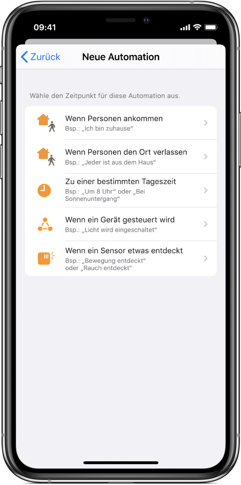 Home-Automation in der App „Kurzbefehle“.