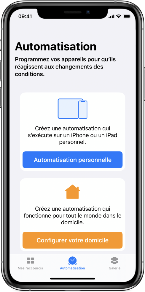 Déclencheur d’automatisation personnelle dans l’app Raccourcis.