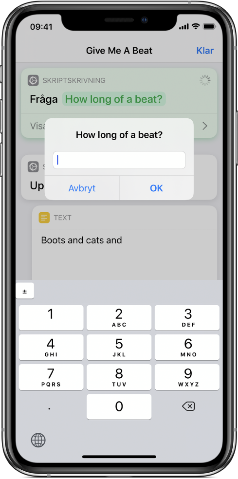 Dialogruta som ber användaren mata in numerisk information öppnar ett numeriskt tangentbord istället för ett vanligt tangentbord