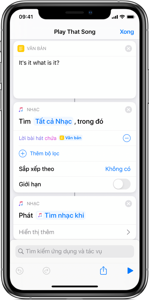 Phím tắt chứa tác vụ Phát nhạc.