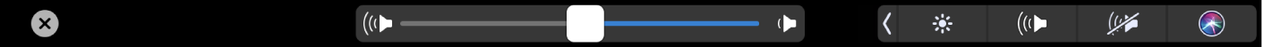 الـ Touch Bar الخاص بتطبيق iMovie ويعرض شريط تمرير مستوى الصوت.