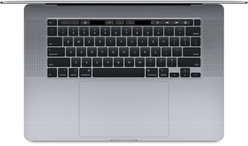 منظر علوي للـ MacBook Pro ١٦ بوصة.