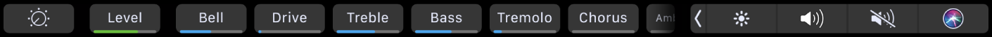 Touch Bar de GarageBand con controles inteligentes y efectos para las pistas.