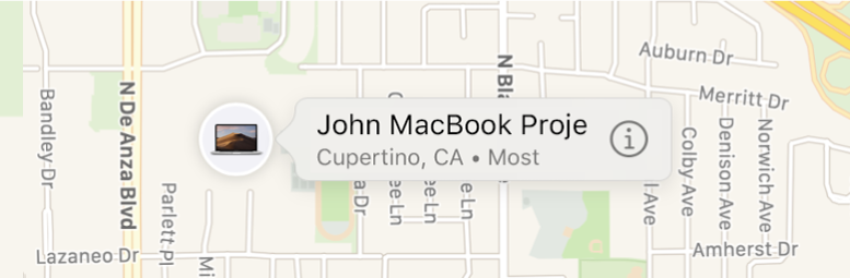 Egy közeli kép az Infó ikonról János MacBook Próján.