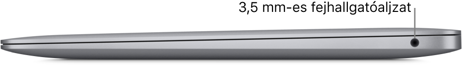 A MacBook Air jobb oldalának képe a 3,5 mm-es fejhallgató-csatlakozó képfelirataival.