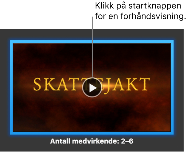 iMovie-skjermen som viser Spill av-knappen.