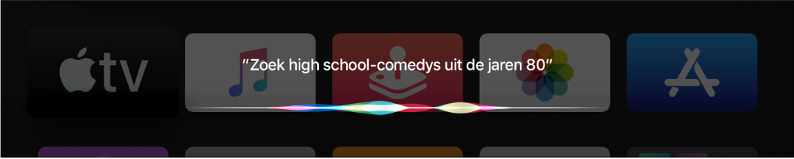 Scherm met Siri-zoekresultaten voor een film op basis van genre en datum