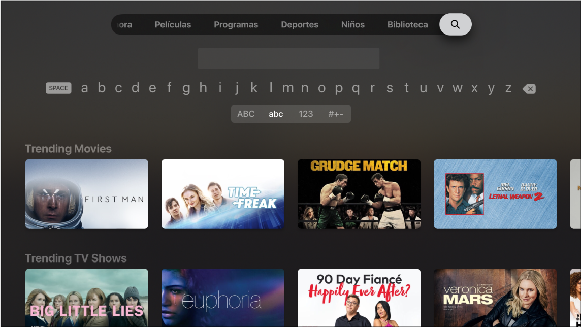 Pantalla que muestra Buscar