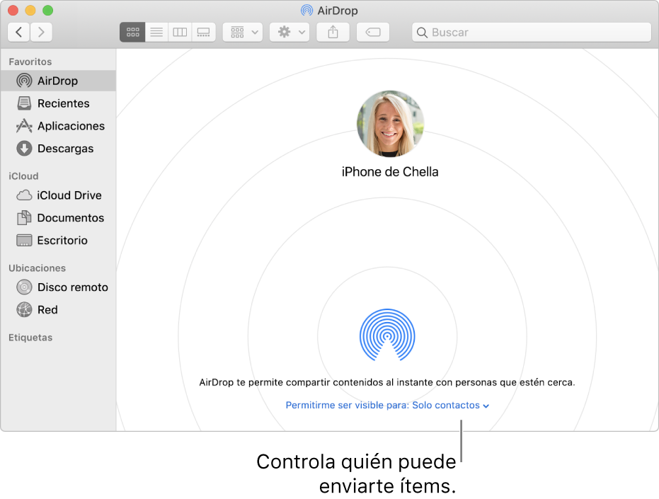 Ventana de AirDrop