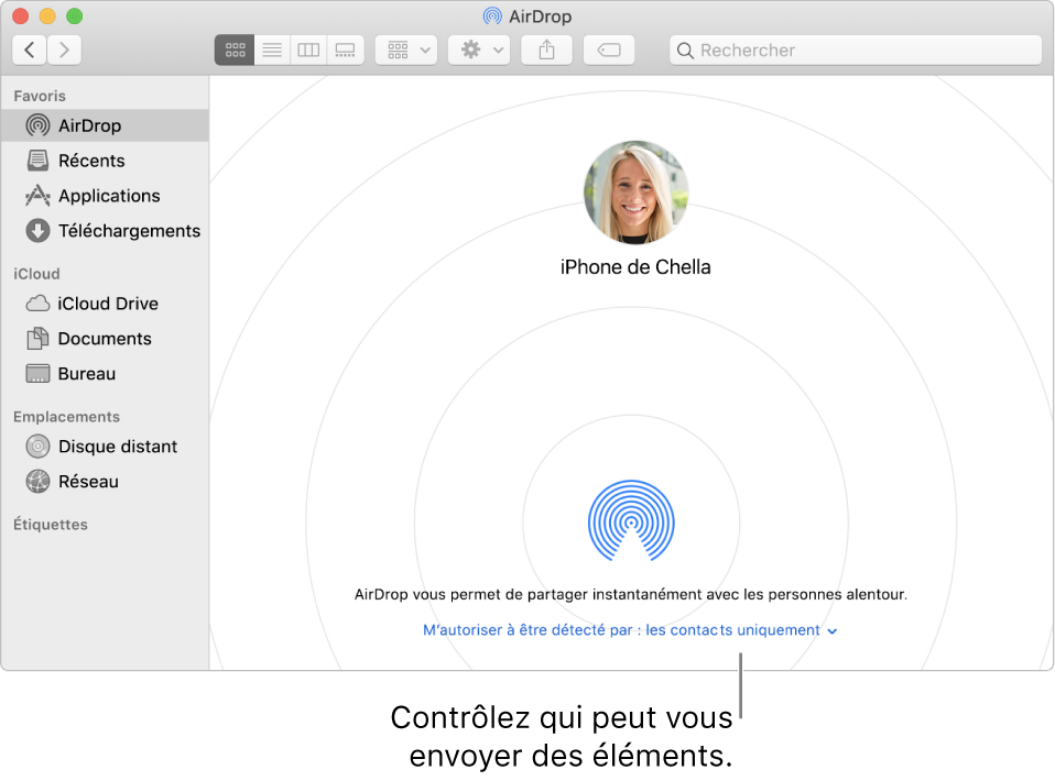 La fenêtre AirDrop.