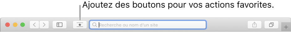 Une barre d’outils affichant un bouton que vous pouvez ajouter pour vos actions préférées.