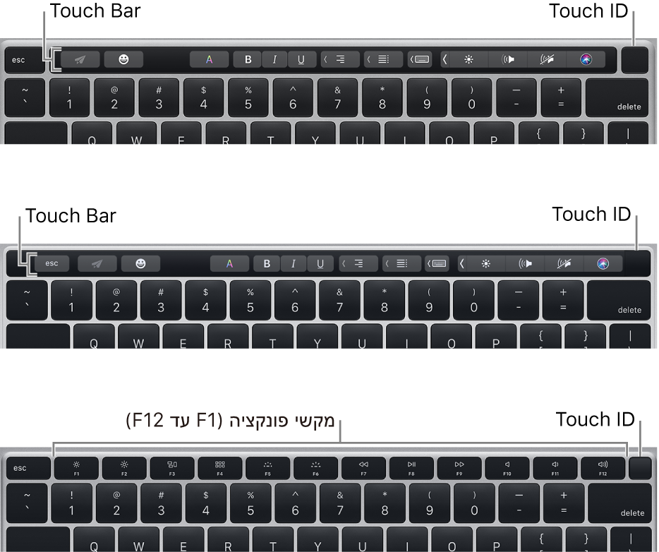Touch ID, ממוקם בפינה הימנית העליונה של המקלדת.
