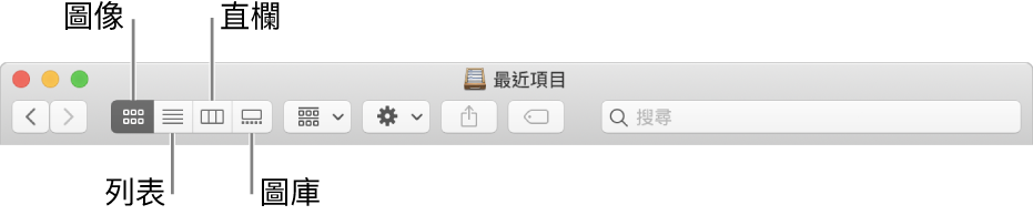 Finder 視窗中的「顯示方式」按鈕。