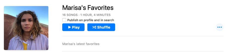 A playlist with personalised art. Drag an image to the artwork area to customise it.