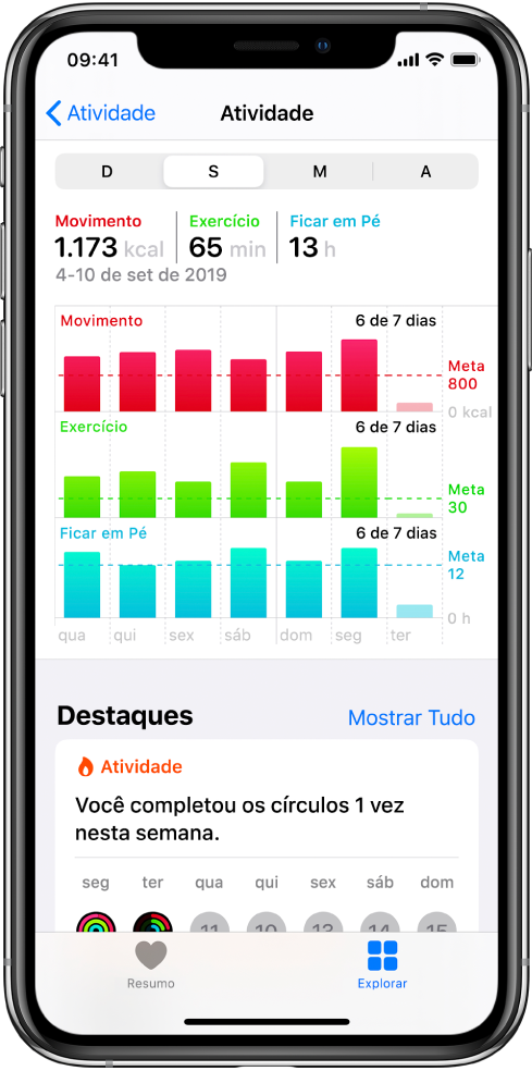 Tela de detalhes da categoria Atividade.