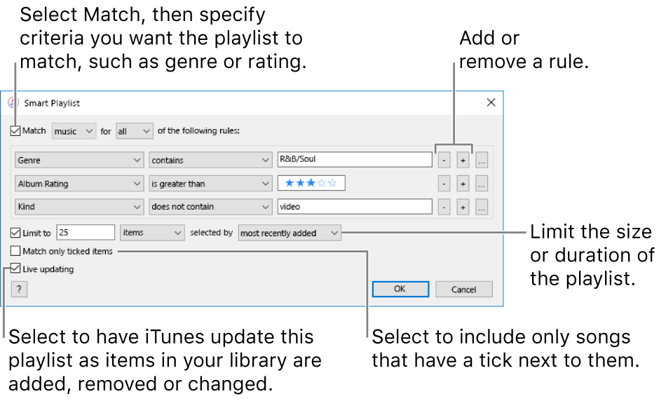 Create a Smart Playlist in iTunes on PC Apple Support