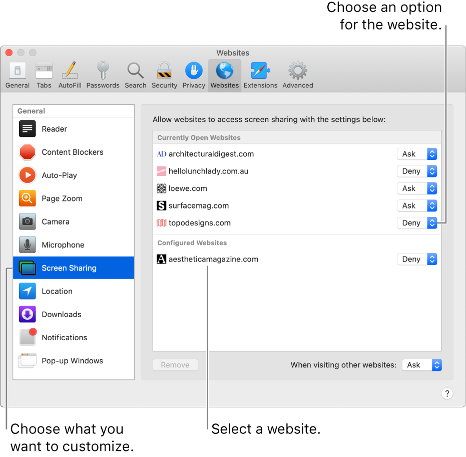 preferences safari