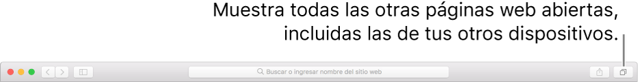 La barra de herramientas, mostrando el botón "Mostrar todas las pestañas".
