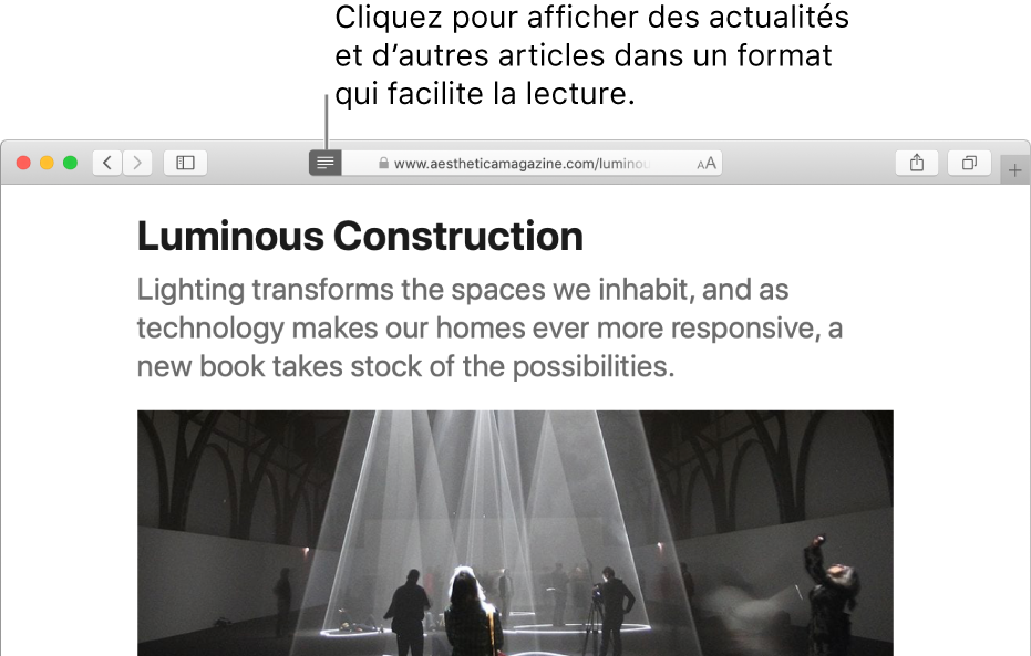 Un article dans Lecteur, toutes les publicités et fonctions de navigation sont enlevées.
